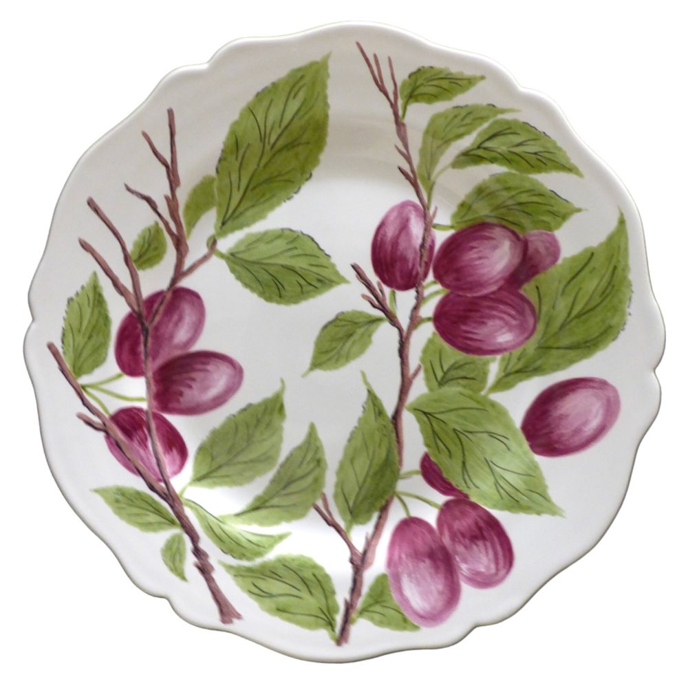 Formal plates - Feston Plate with hand painted Pouplard Fruits decoration - BOURG-JOLY MALICORNE