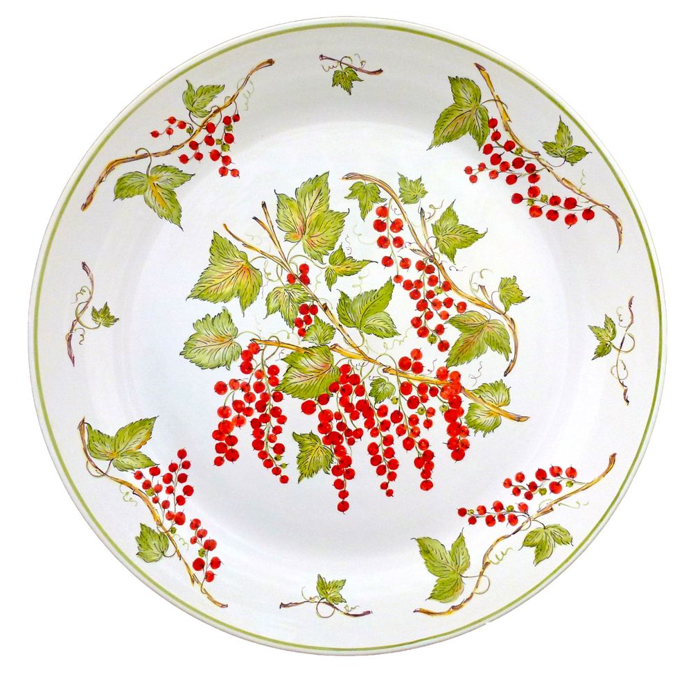 Formal plates - Feston Plate with hand painted Pouplard Fruits decoration - BOURG-JOLY MALICORNE