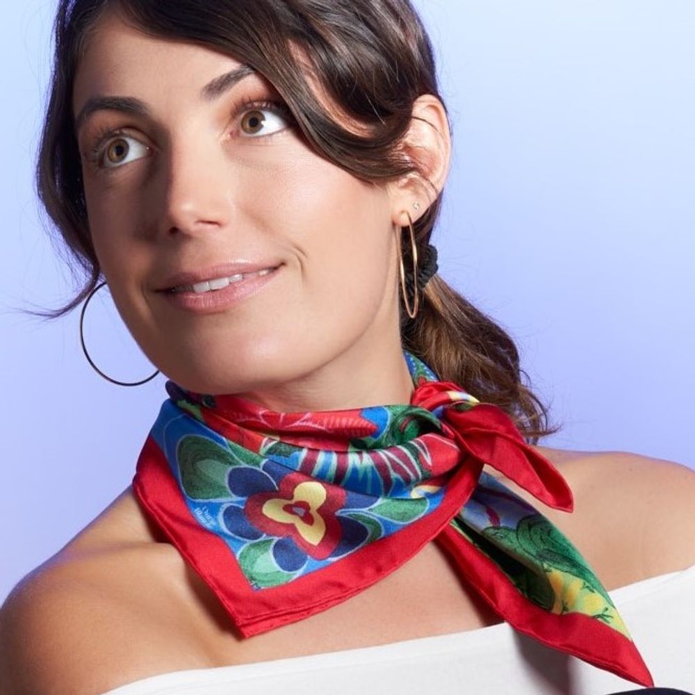 Scarves - Small silk square 45 x 45 cm - Eclore - GOTS French silk - OURSE BLANCHE