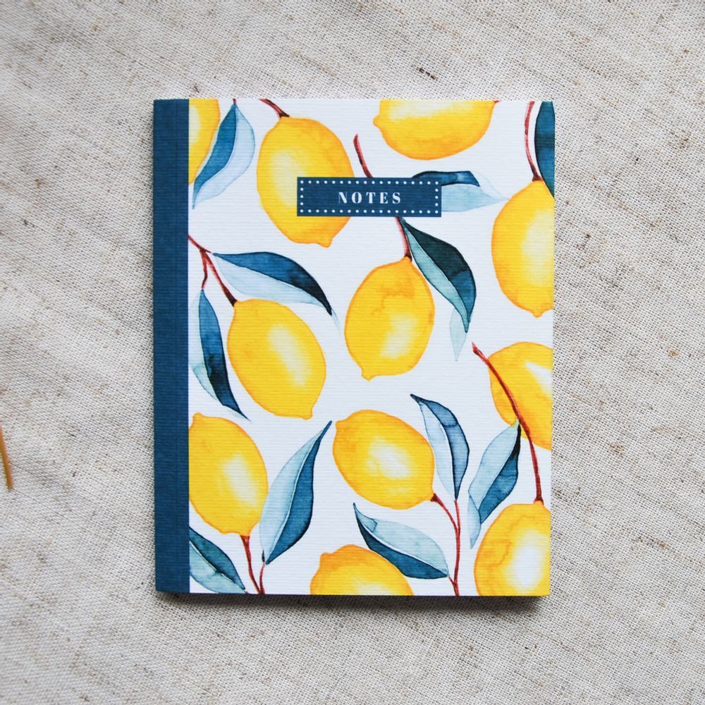 Papeterie - Carnet A5 - Citrons - BLEU COQUILLE