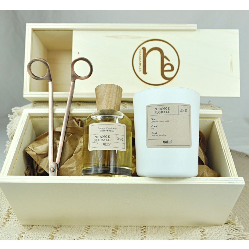 Coffrets et boîtes - COFFRET POUR NOEL BOUGIE+BRUME+COUPE MECHES - NATOÈ FRAGRANCES
