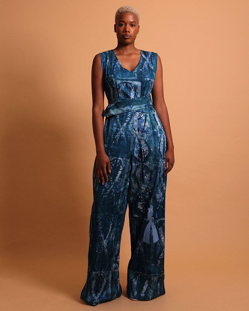 Apparel - Monochrome patterned jumpsuit - Entire - KROSKEL