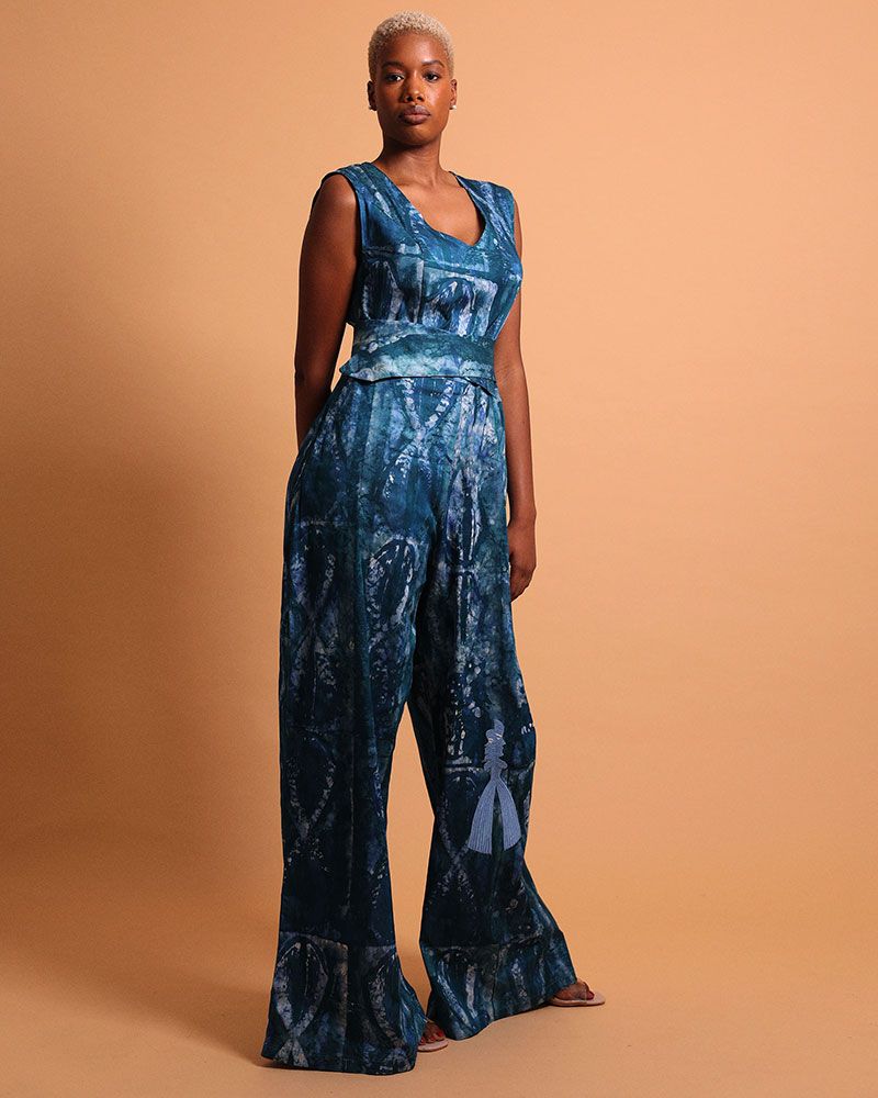 Apparel - Monochrome patterned jumpsuit - Entire - KROSKEL