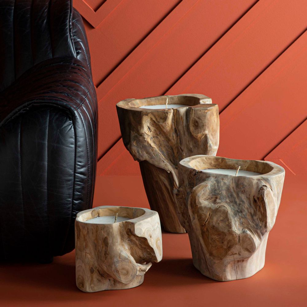 Objets de décoration - Lot de 3 bougies teck - SIGNATURE MOBILIER ET DÉCORATION