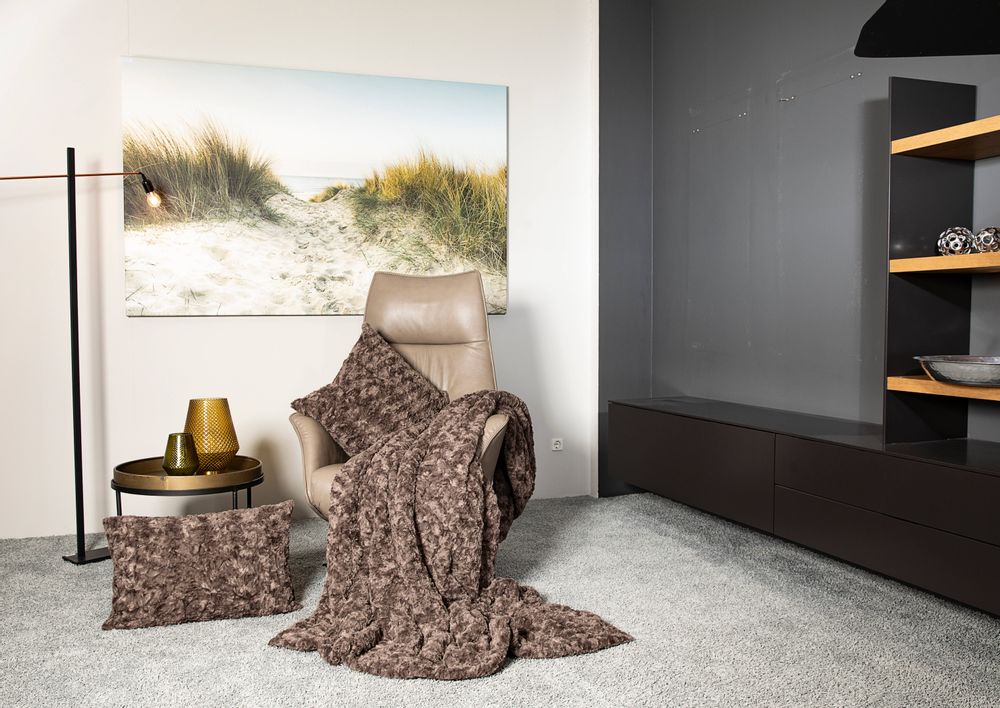 Couettes et oreillers  - Teddy sepiabrown - Plaid en fausse fourrure - DECKENKUNST MANUFAKTUR GERMANY