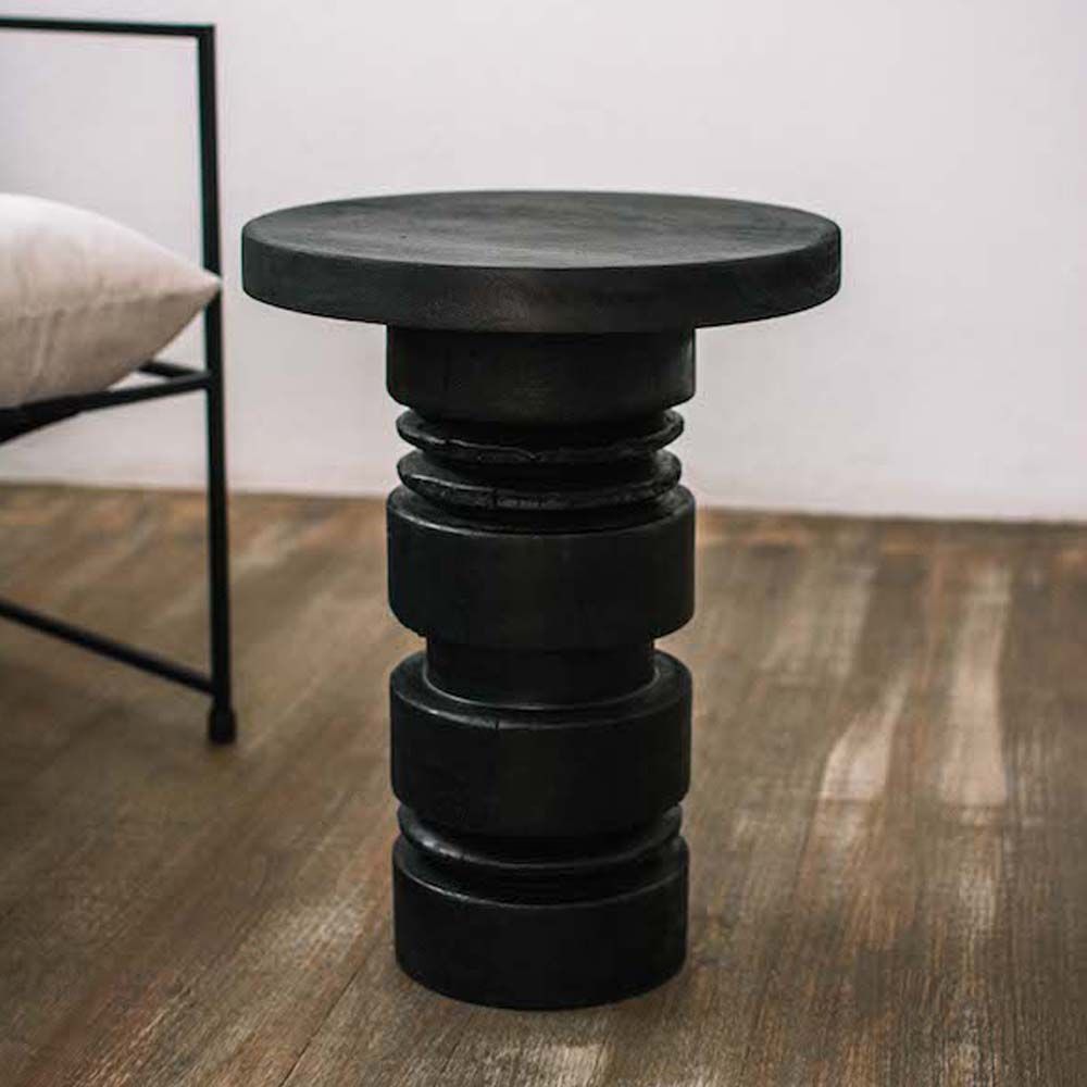 Ottomans - Totem burnt wood stool - MONOQI