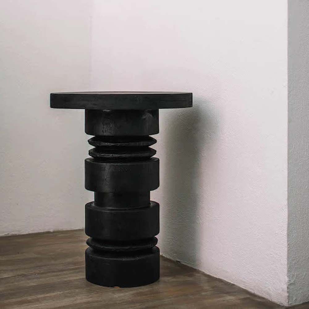 Ottomans - Totem burnt wood stool - MONOQI