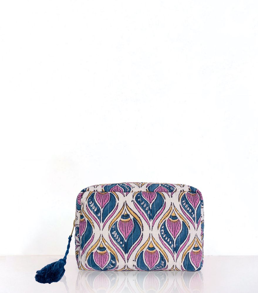 Pochettes - PANKHA - TROUSSE A MAQUILLAGE - ROSE - JAMINI BY USHA BORA