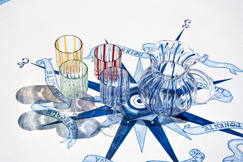 Carafes - 'Torcello' Striped Pitcher - TUTTOATTACCATO