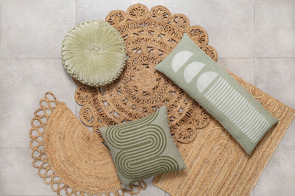Tapis - Paillasson en jute demi-lune, naturel, 18 x 36 pouces - CASA AMAROSA