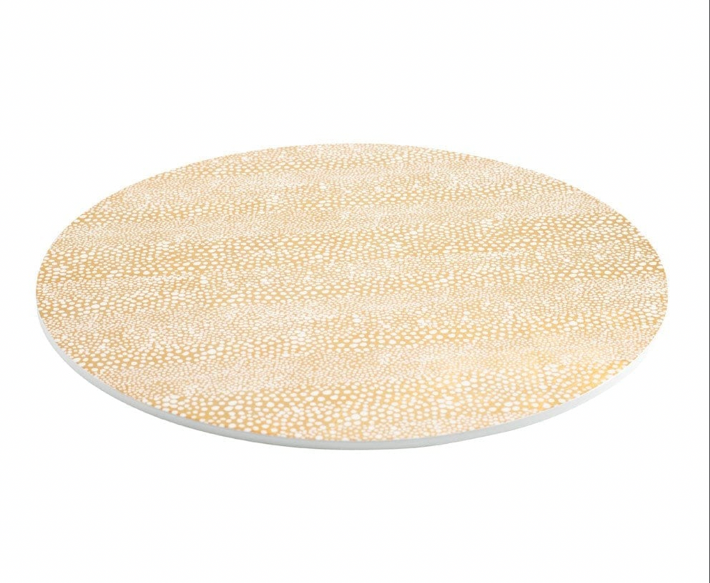 Dining Tables - Pebble Round Lacquer Placemat in Gold - 1 Each - CASPARI