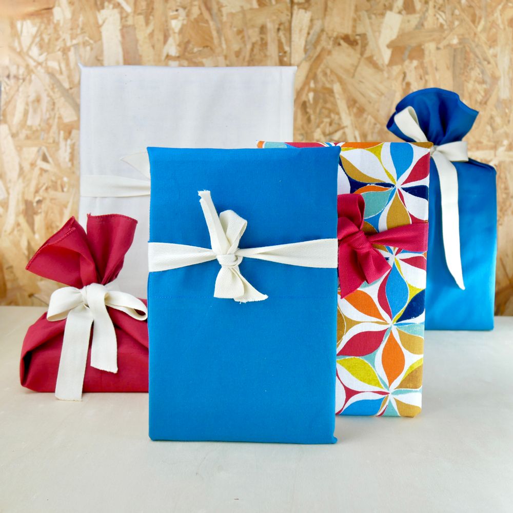 Fabrics - Reusable blue gift wrap made in France and made of cotton - NILE® - NILE