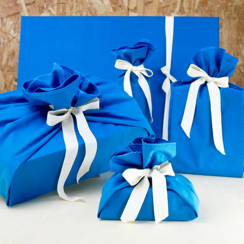 Fabrics - Reusable blue gift wrap made in France and made of cotton - NILE® - NILE