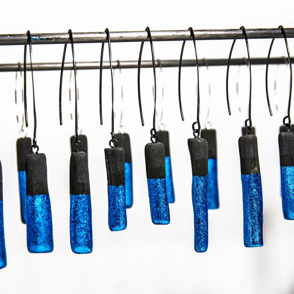 Jewelry - Earrings GIN-BLUE-MIMI-WA & GIN-BLUE-FULI - CHARCOAL ESKIMEÏT