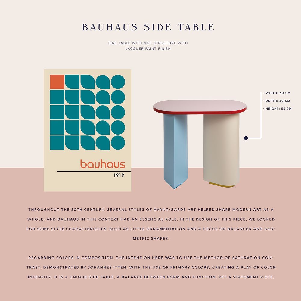 Other tables - Bauhaus Side Table - ESTÚDIO MAIS ALMA