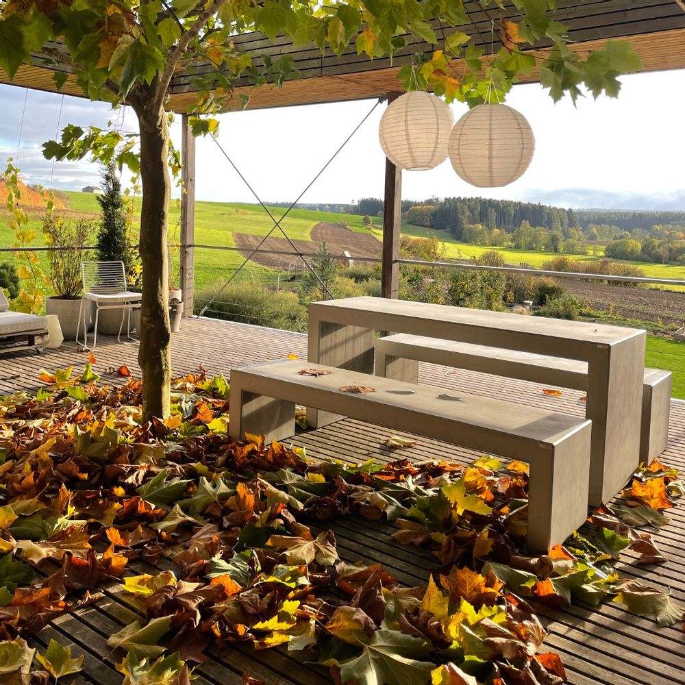 Tables Salle à Manger - Combinaison table-banc intemporelle en béton véritable - CO33 EXKLUSIVE BETONMÖBEL