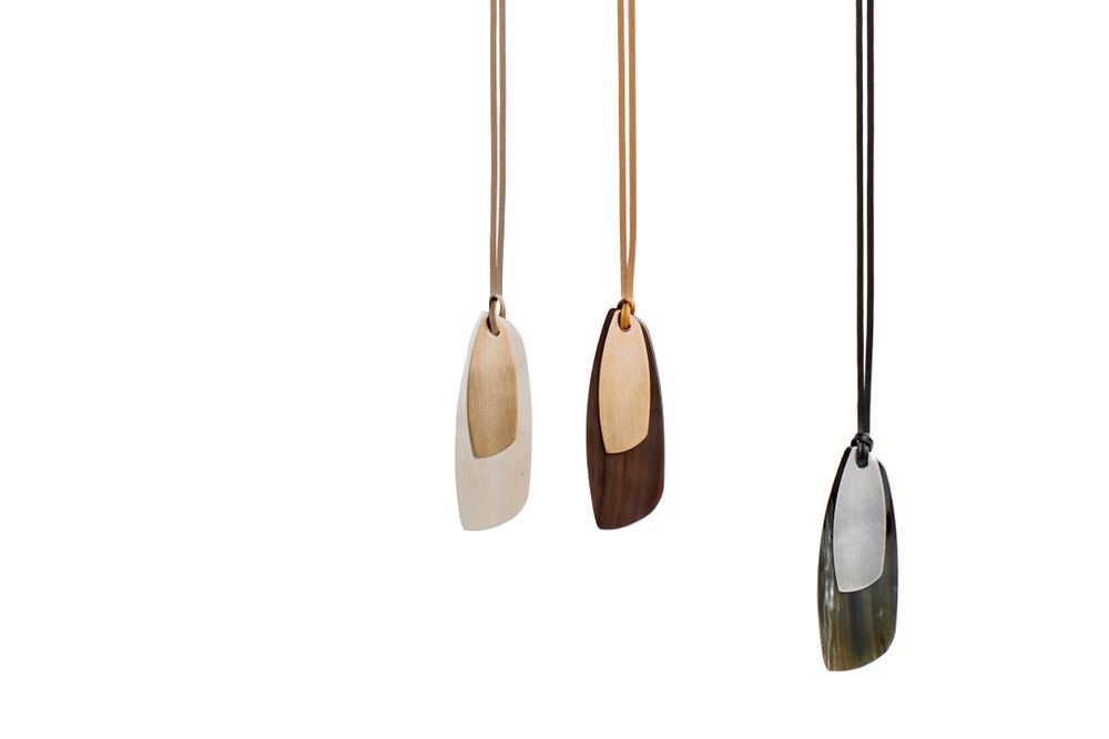 Jewelry - long alpha brown horn + small alpha Gold bronze - CATH•S