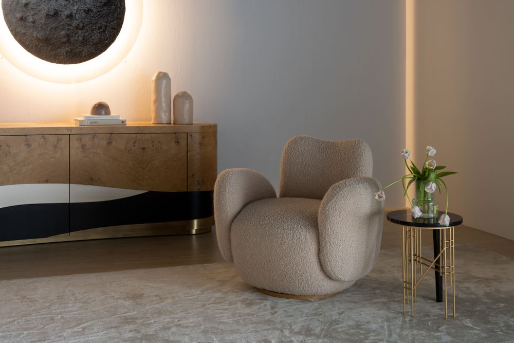 Fauteuils - Fauteuil Greenapple, Fauteuil Conchula, Bouclé Rose - GREENAPPLE DESIGN INTERIORS
