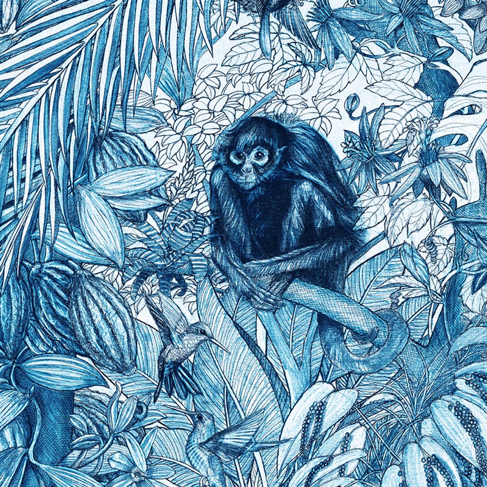 Other wall decoration - Panoramic Wallpaper The Guardians Blue Toile de Jouy Style by Maison Fétiche - MAISON FÉTICHE