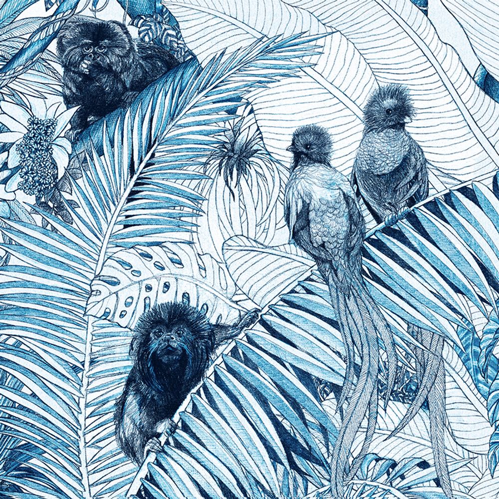 Other wall decoration - Panoramic Wallpaper The Guardians Blue Toile de Jouy Style by Maison Fétiche - MAISON FÉTICHE