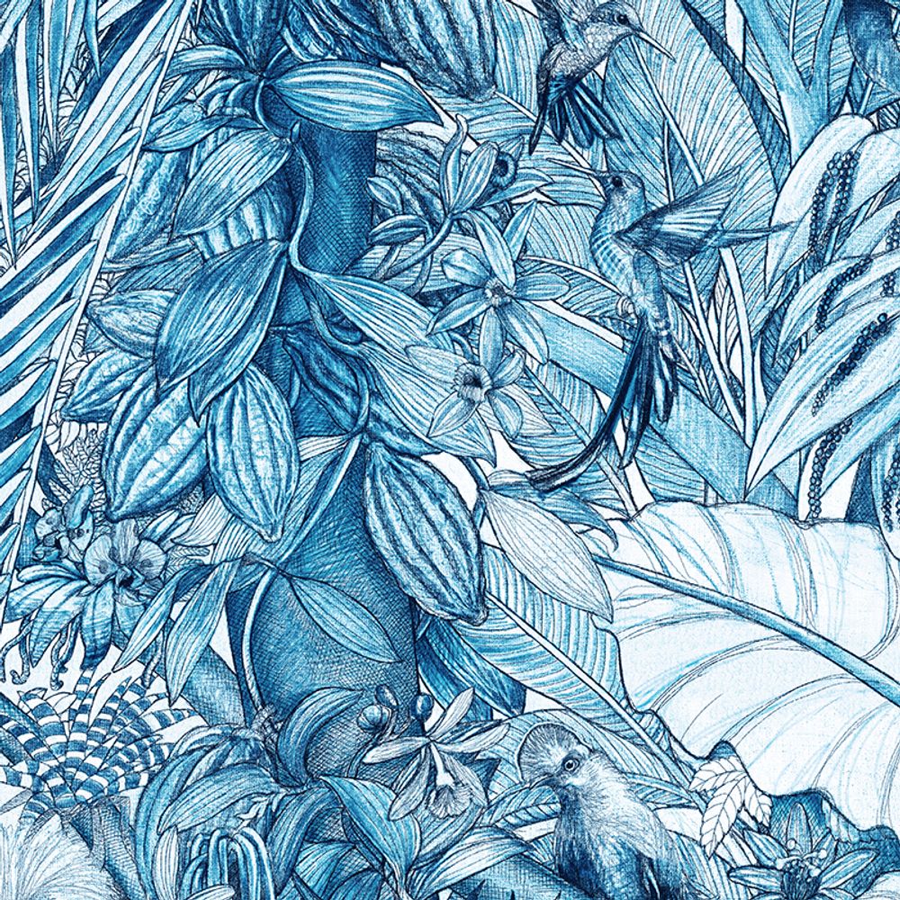 Other wall decoration - Panoramic Wallpaper The Guardians Blue Toile de Jouy Style by Maison Fétiche - MAISON FÉTICHE