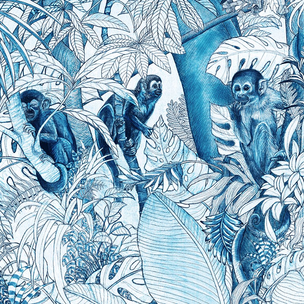 Other wall decoration - Panoramic Wallpaper The Guardians Blue Toile de Jouy Style by Maison Fétiche - MAISON FÉTICHE