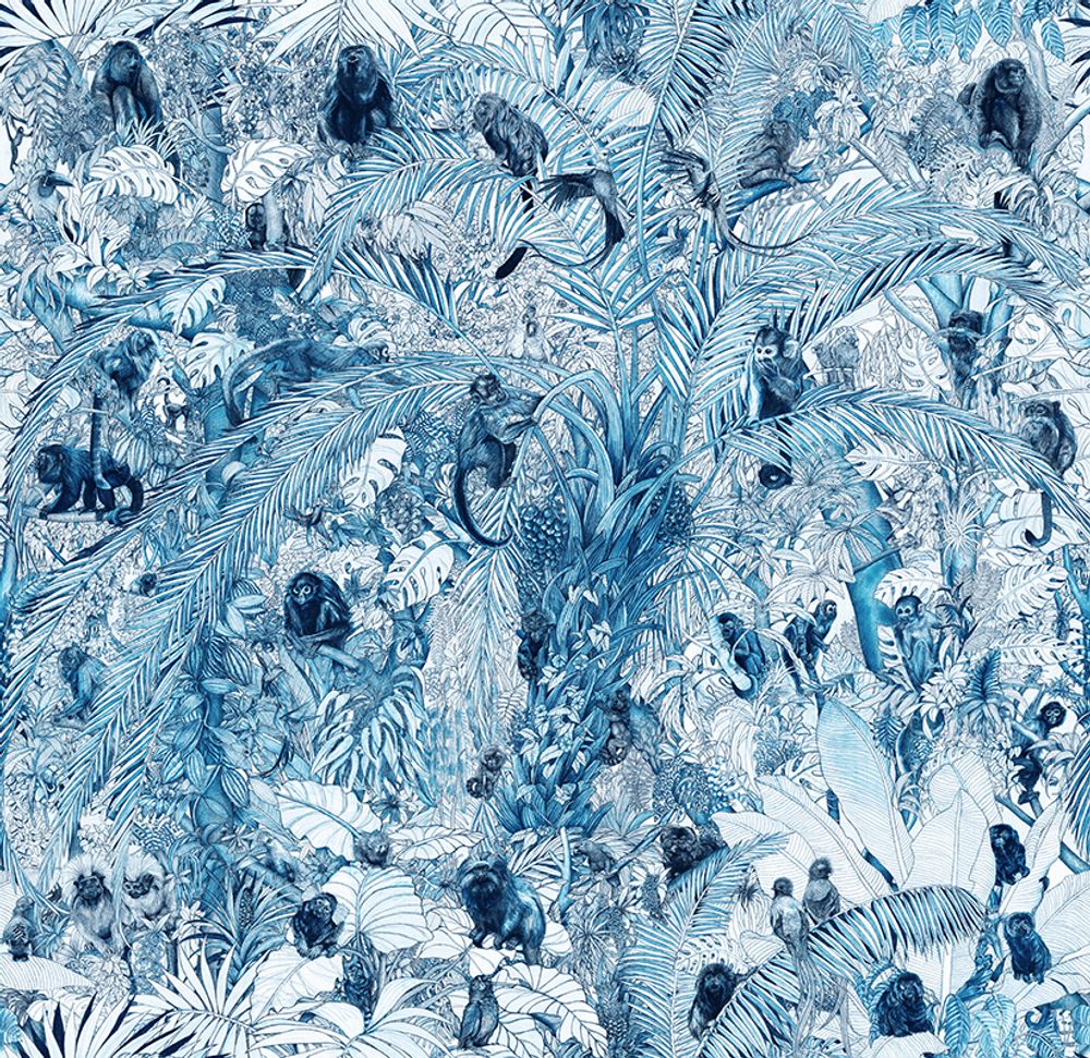 Other wall decoration - Panoramic Wallpaper The Guardians Blue Toile de Jouy Style by Maison Fétiche - MAISON FÉTICHE