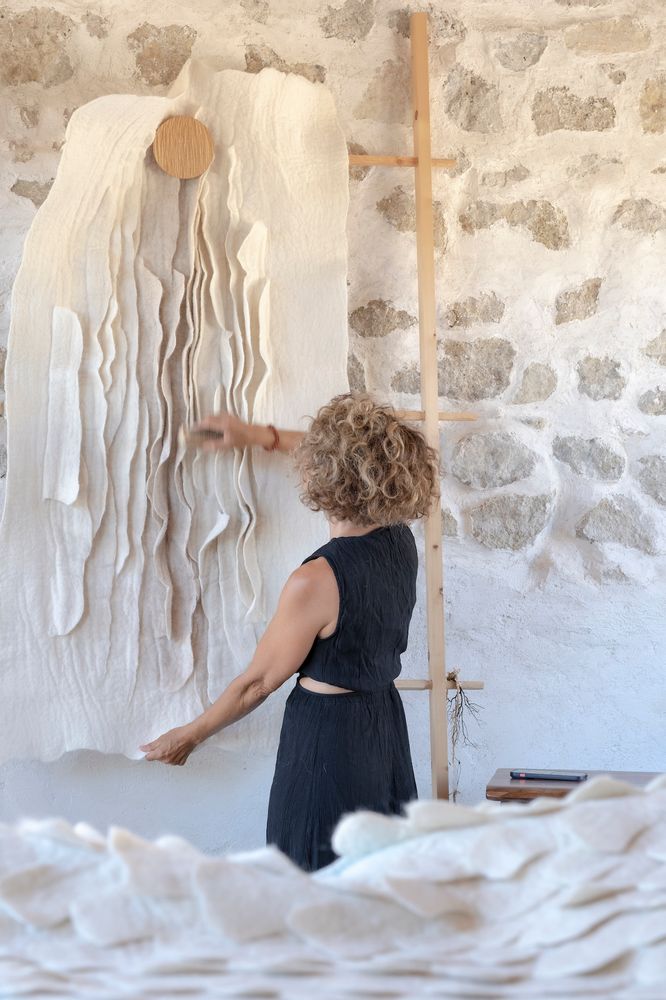 Tapisseries - PANNEAU MURAL Laine Feutrée Pièce Unique Sur mesure - CHRISTINE PIEL