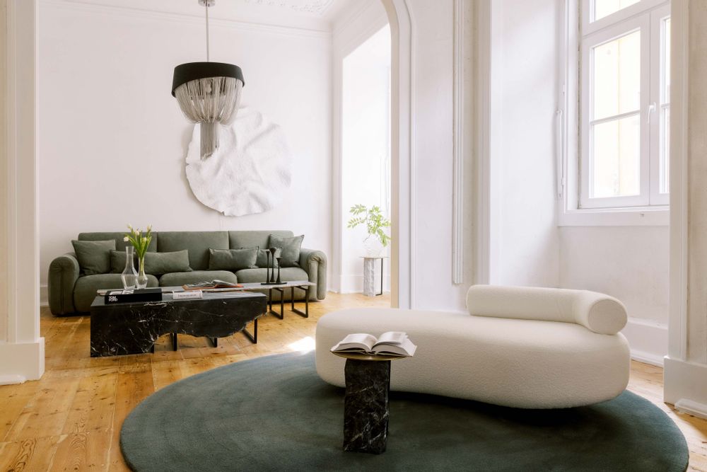 Sofas - Greenapple Chaise Longue, Twins Chaise, Beige Bouclé, Handmade in Portugal - GREENAPPLE DESIGN INTERIORS