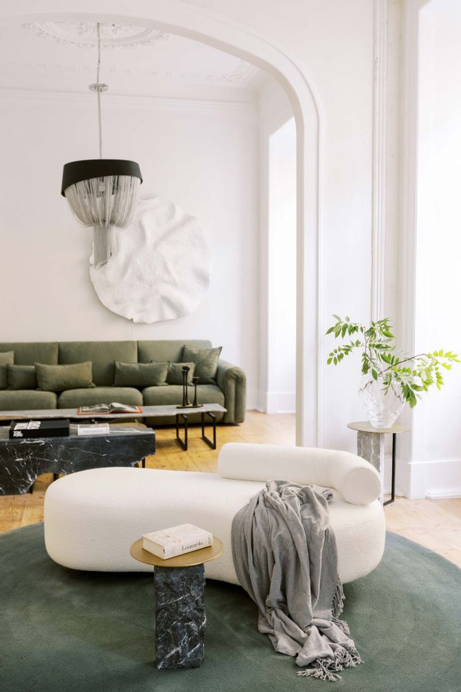 Sofas - Greenapple Chaise Longue, Twins Chaise, Beige Bouclé, Handmade in Portugal - GREENAPPLE DESIGN INTERIORS