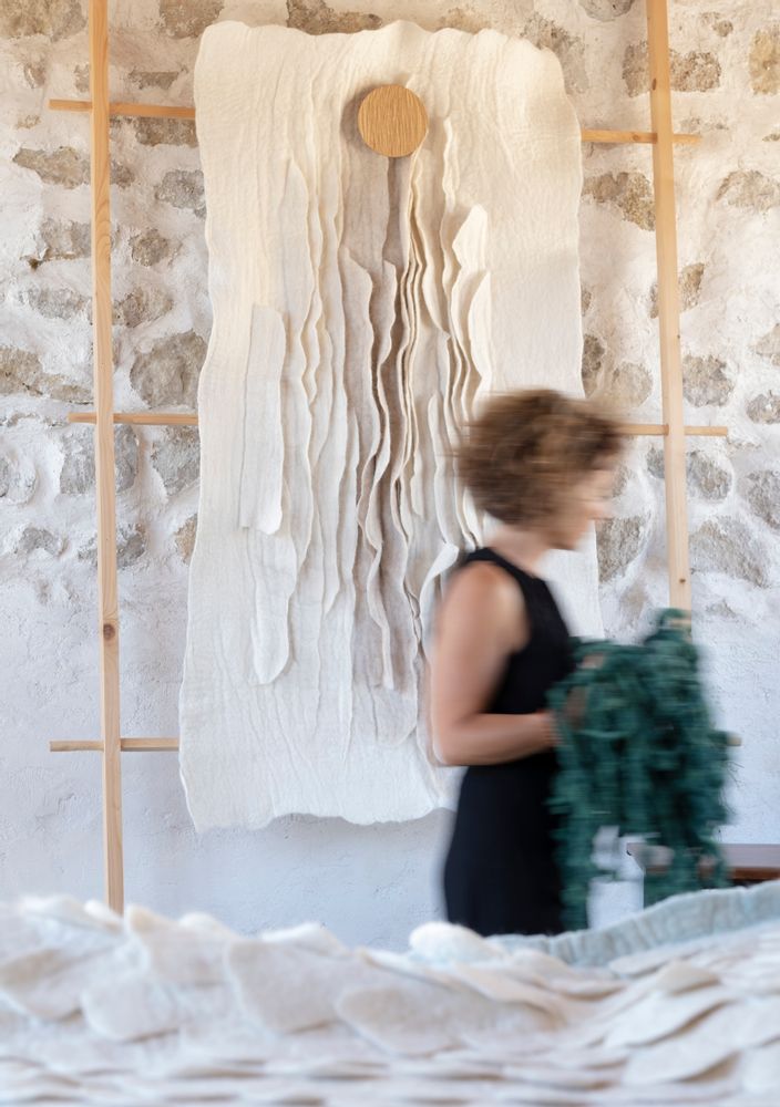 Tapisseries - PANNEAU MURAL Laine Feutrée Pièce Unique Sur mesure - CHRISTINE PIEL