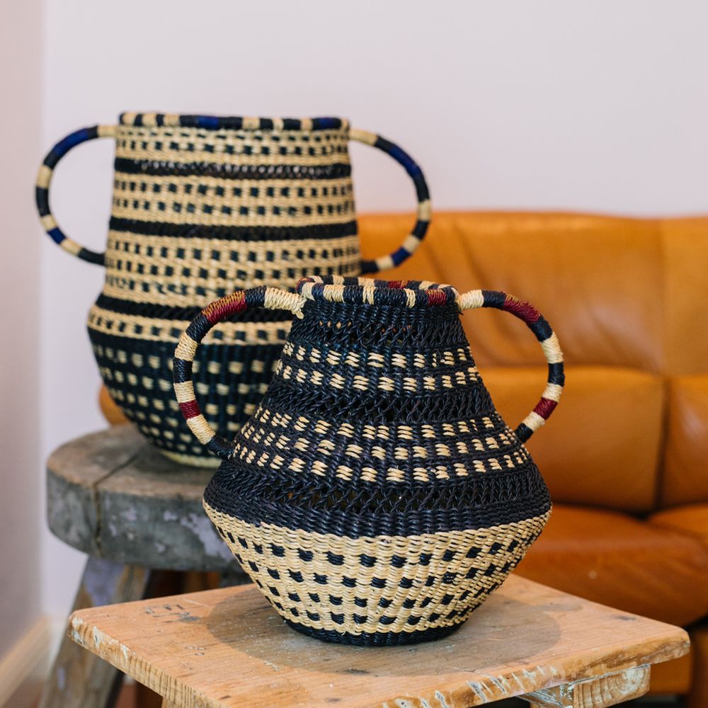 Objets de décoration - Pot tissé à la main à pois - GOLDEN EDITIONS