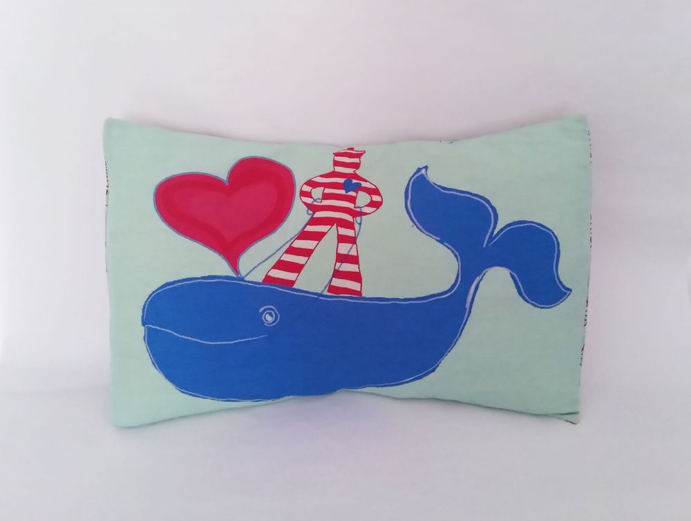 Fabric cushions - Large rectangular cushion, The Adventures of the Sailor in Love, Friends - BACIO DEL MARINAIO