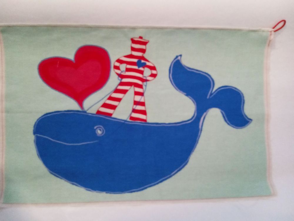 Tea towel - kitchen towel in linen and cotton with AMICI print - BACIO DEL MARINAIO