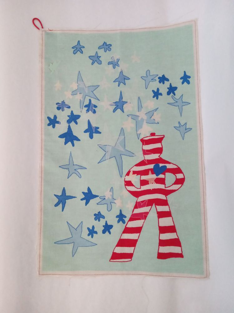 Dish towels - kitchen towel in linen and cotton with VOLARE INSIEME print - BACIO DEL MARINAIO
