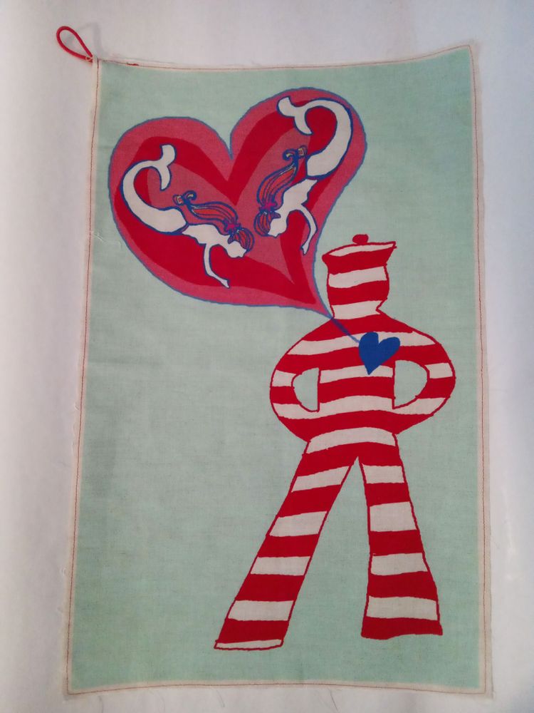 Tea towel - kitchen towel in linen and cotton with PENSIERI DI MARINAIO print - BACIO DEL MARINAIO
