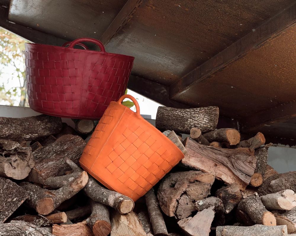 Objets de décoration - Sac en cuir tissé - SOL & LUNA