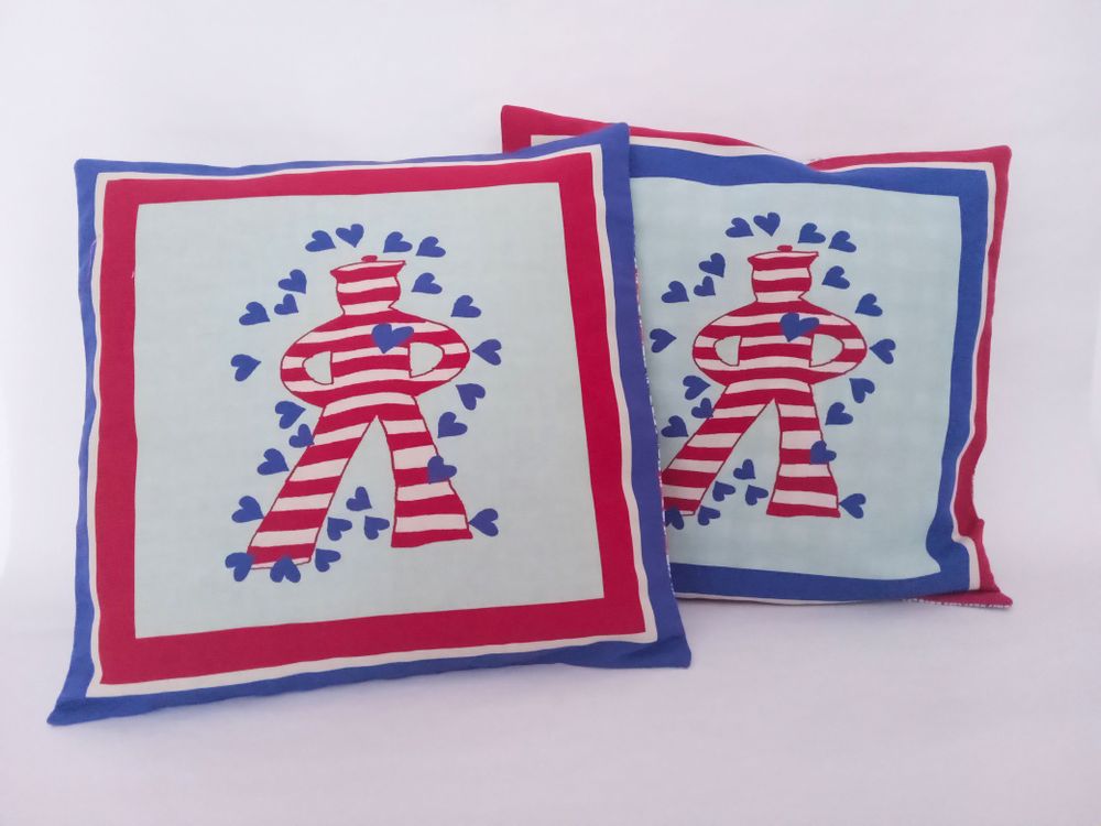 Bathrobes - Pair of square cushions Marinaretto Innamorato - BACIO DEL MARINAIO
