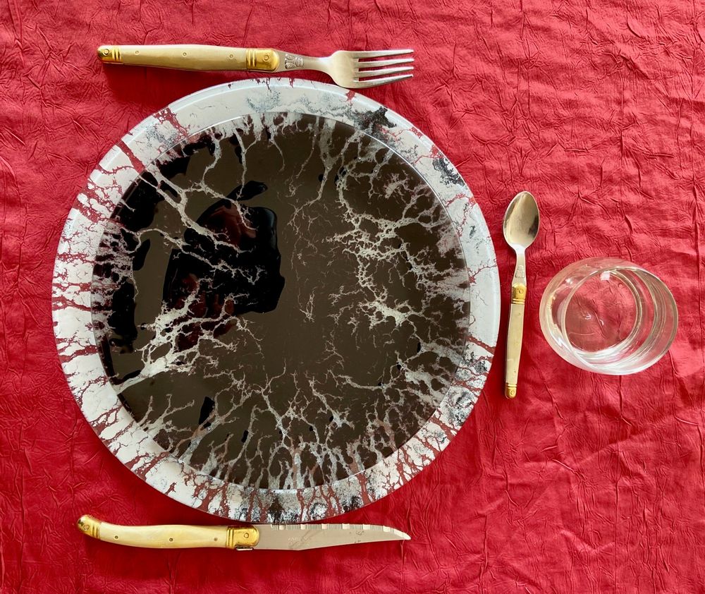 Objets personnalisables - Assiette de réception ronde en verre fusing - RECYCLAGE DESIGN RÉANIMATEUR D'OBJETS R & D