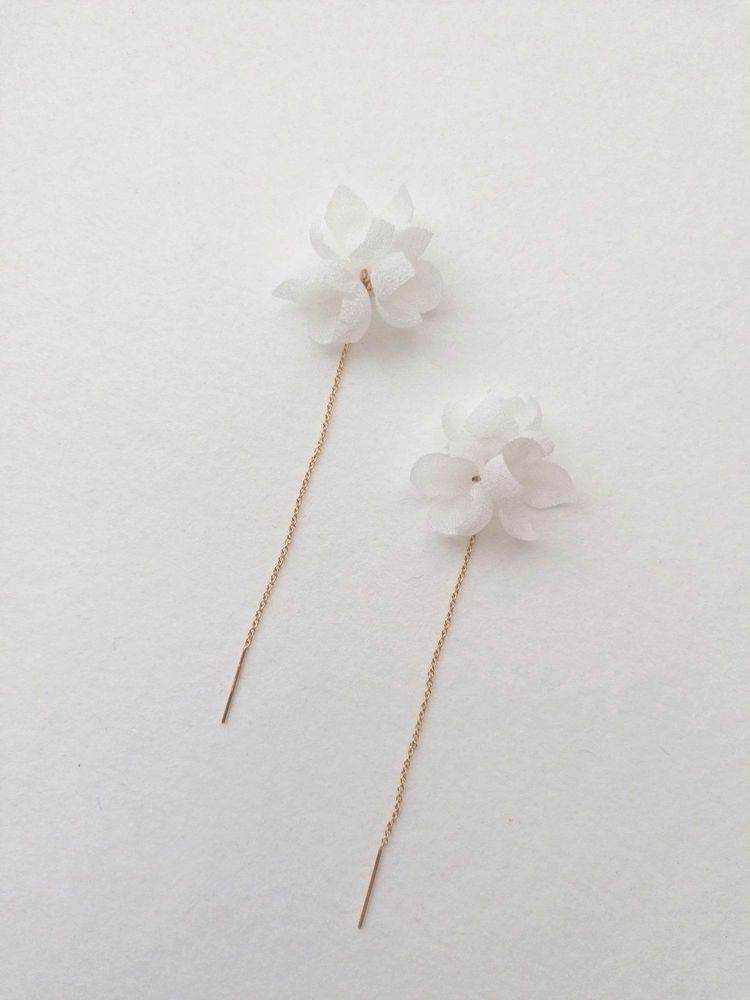 Bijoux - Kaji - Boucles plaquées Or 14K ornées de fleurs en soie - AMARNAM ACCESSORIES