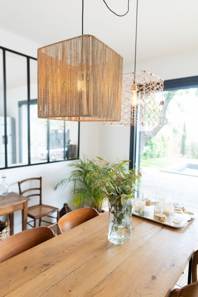 Decorative objects - Cube flax rope suspension - PCM CREATION