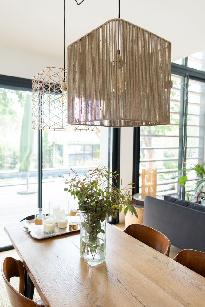Decorative objects - Cube flax rope suspension - PCM CREATION