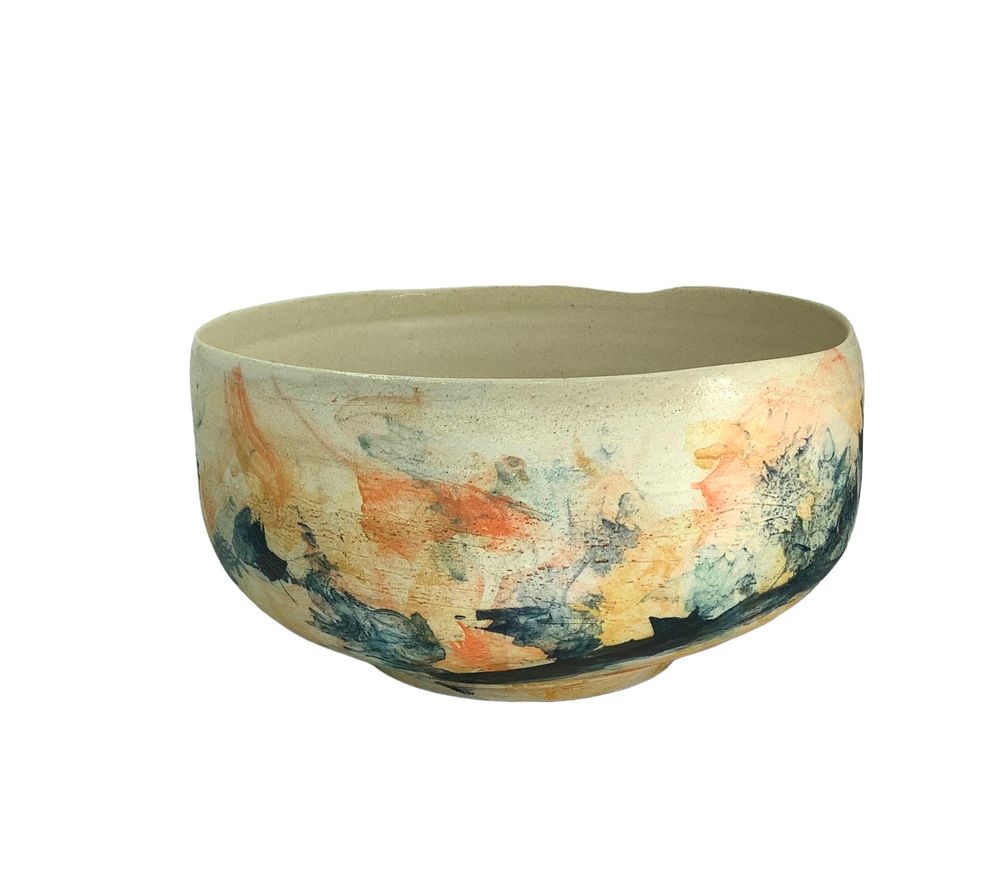Ceramic - Large Pictorial Bowl No. 12, Unique Piece - ATELIER ELSA DINERSTEIN