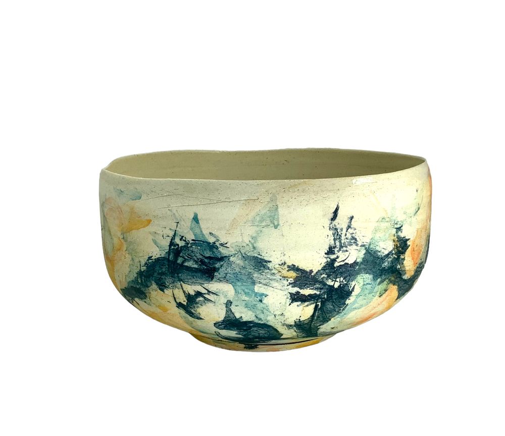 Ceramic - Large Pictorial Bowl No. 12, Unique Piece - ATELIER ELSA DINERSTEIN