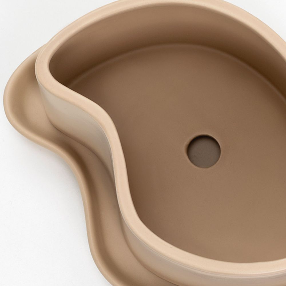 Pottery - Silhouette pot w/saucer - STENCES