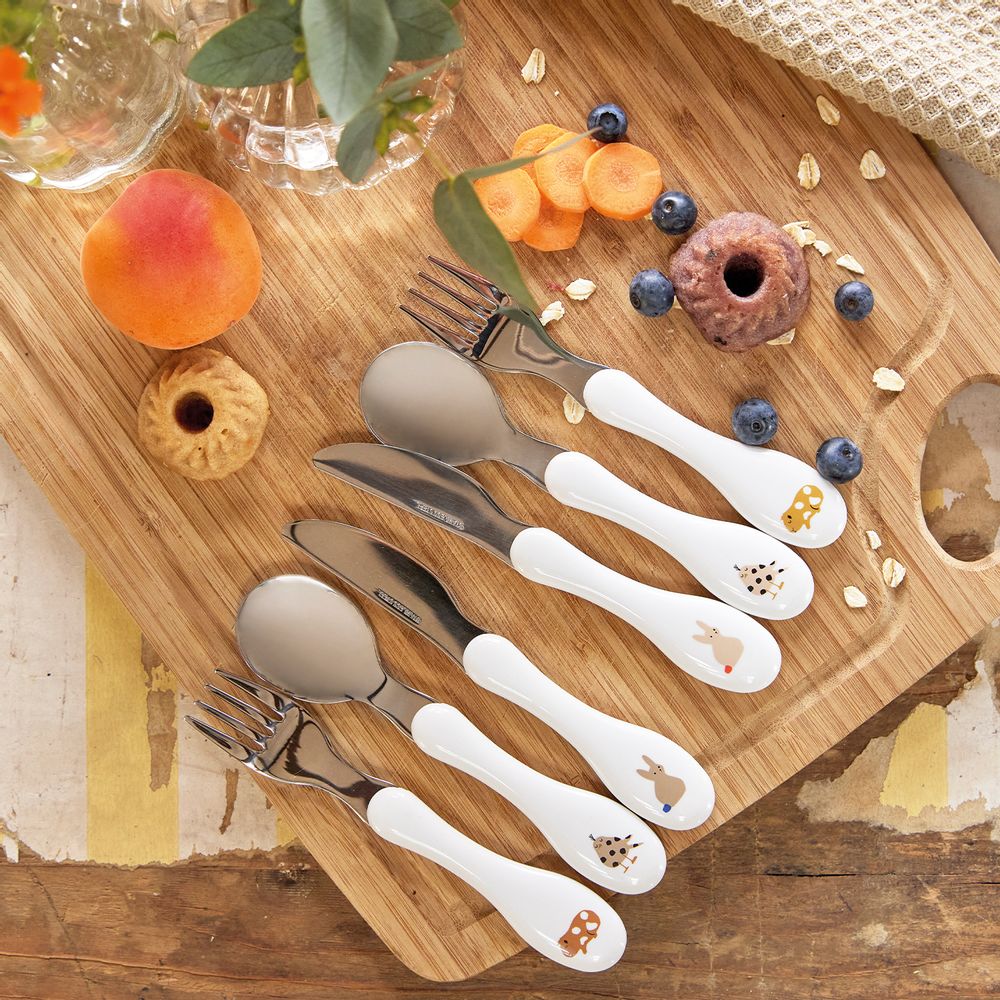 Children's mealtime - LÄSSIG Dish Set Porcelain/Silicone and Cutlery 3 Pcs Little Mateys - LASSIG GMBH