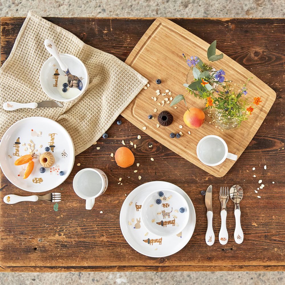 Children's mealtime - LÄSSIG Dish Set Porcelain/Silicone and Cutlery 3 Pcs Little Mateys - LASSIG GMBH