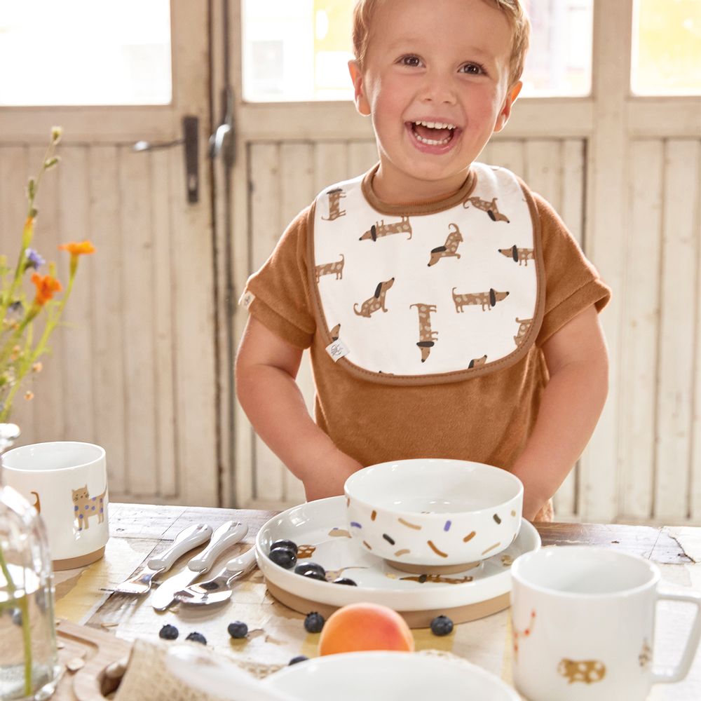 Children's mealtime - LÄSSIG Dish Set Porcelain/Silicone and Cutlery 3 Pcs Little Mateys - LASSIG GMBH