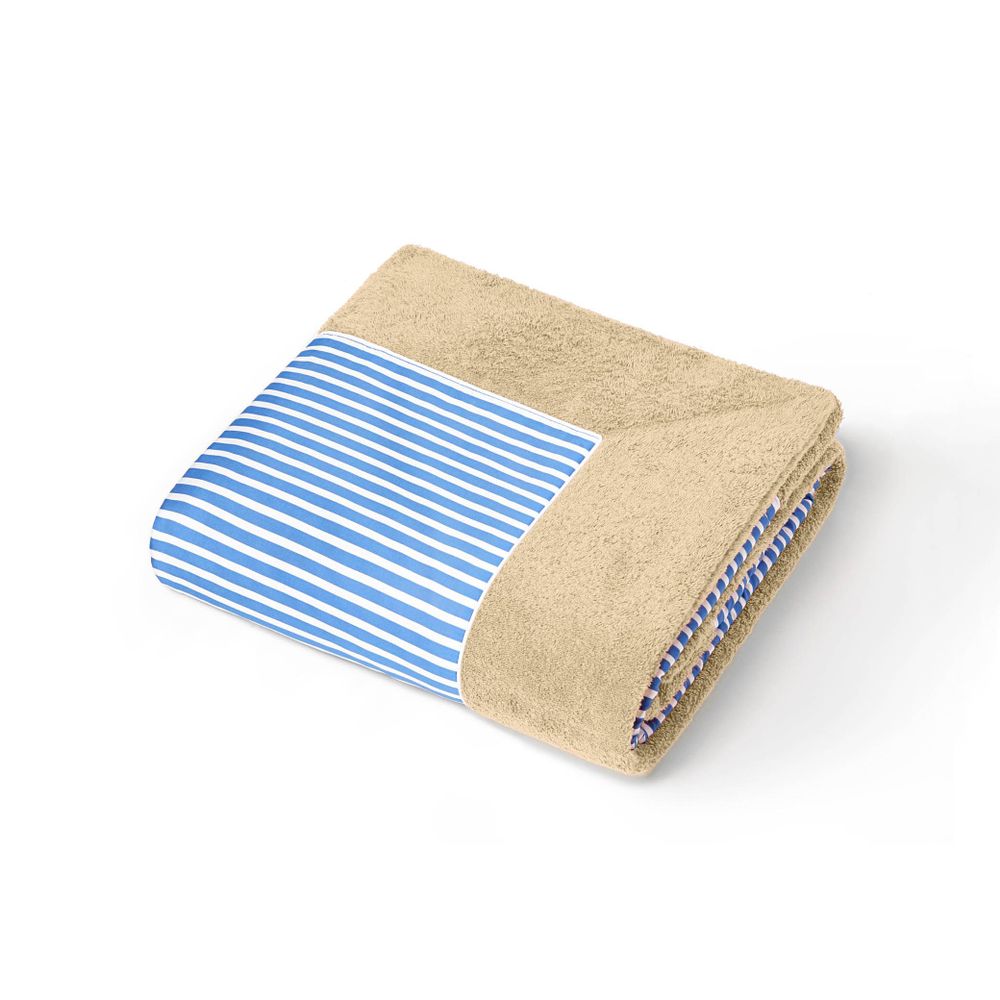 Bath towels - Blue Striped Sable "Grand Luxe" Beach Towel - CAP D'ARSÈNE