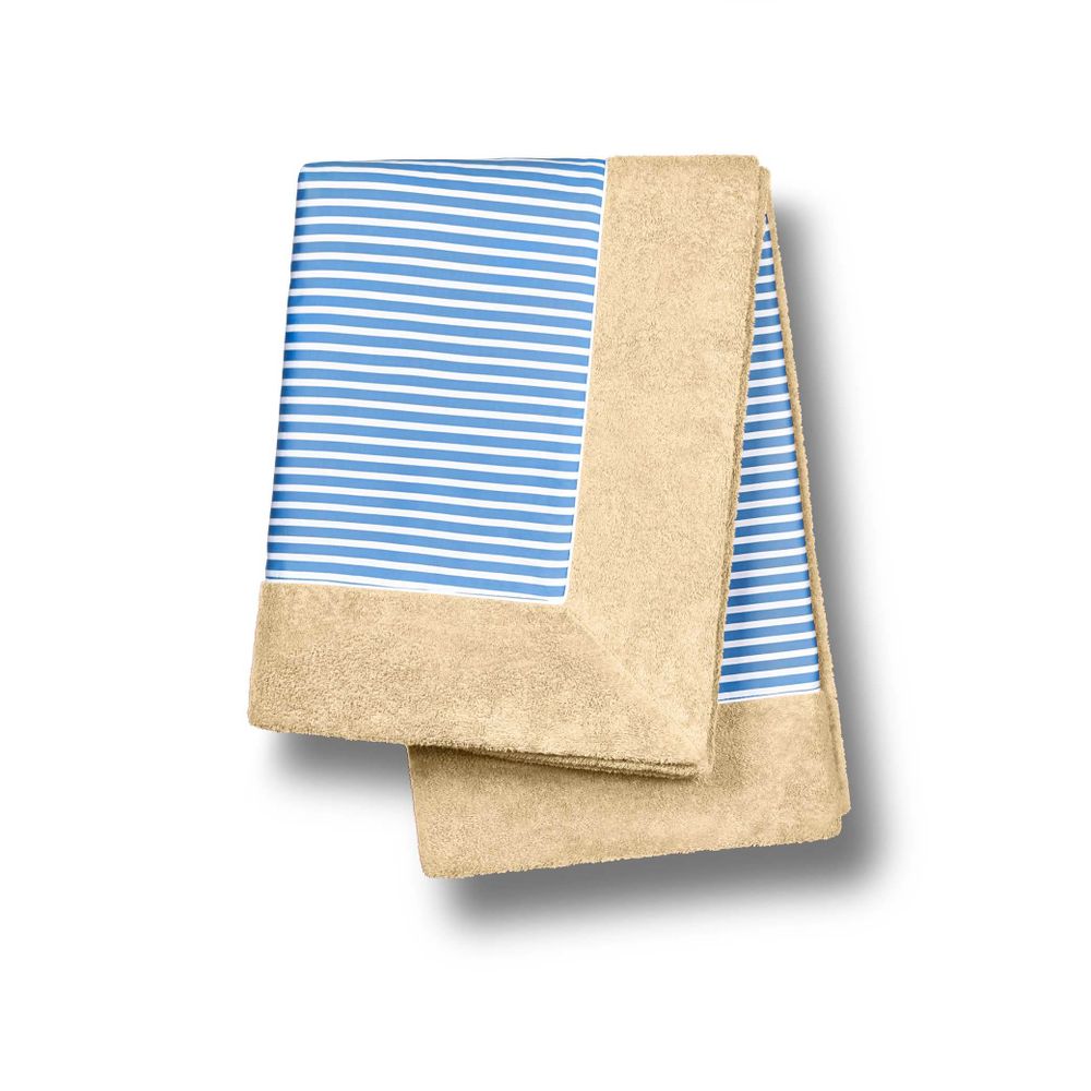 Bath towels - Blue Striped Sable "Grand Luxe" Beach Towel - CAP D'ARSÈNE